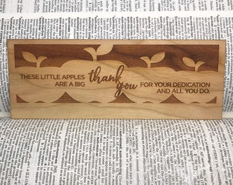 Personalized Wooden Teacher Bookmark: Engraved Apple Design