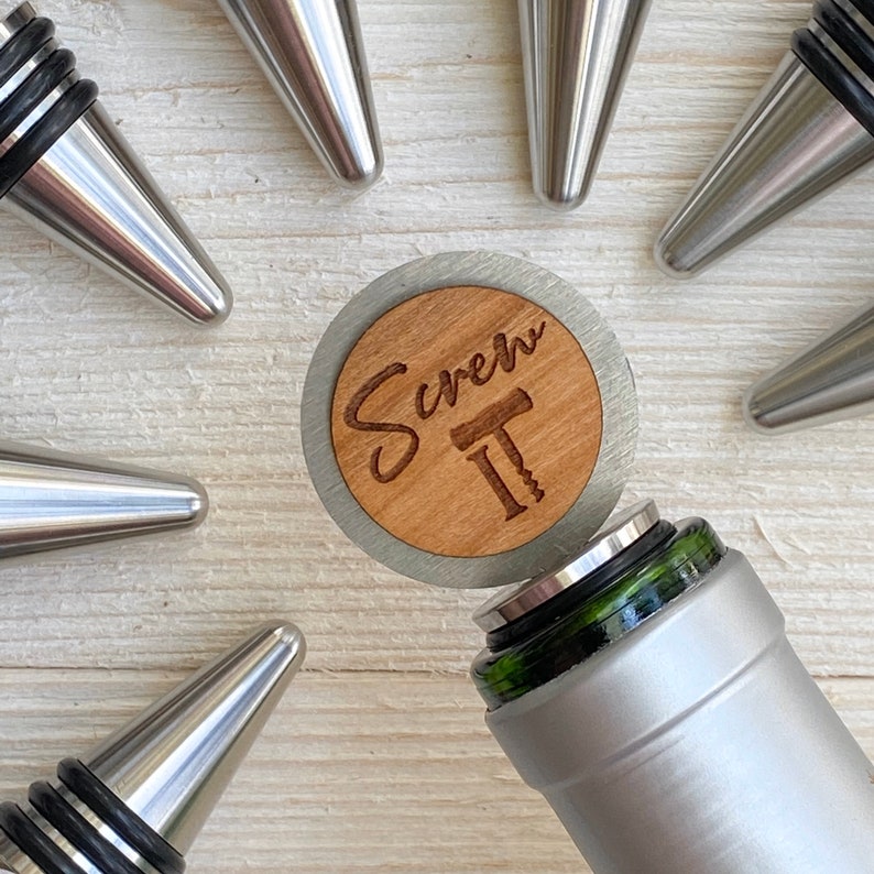 Made in USA Top Quality Stainless Wood. Sip Happens Bottle Stopper Laser Engraved Wood Bottle Stopper Wine Bottle Stopper Gift for Wife