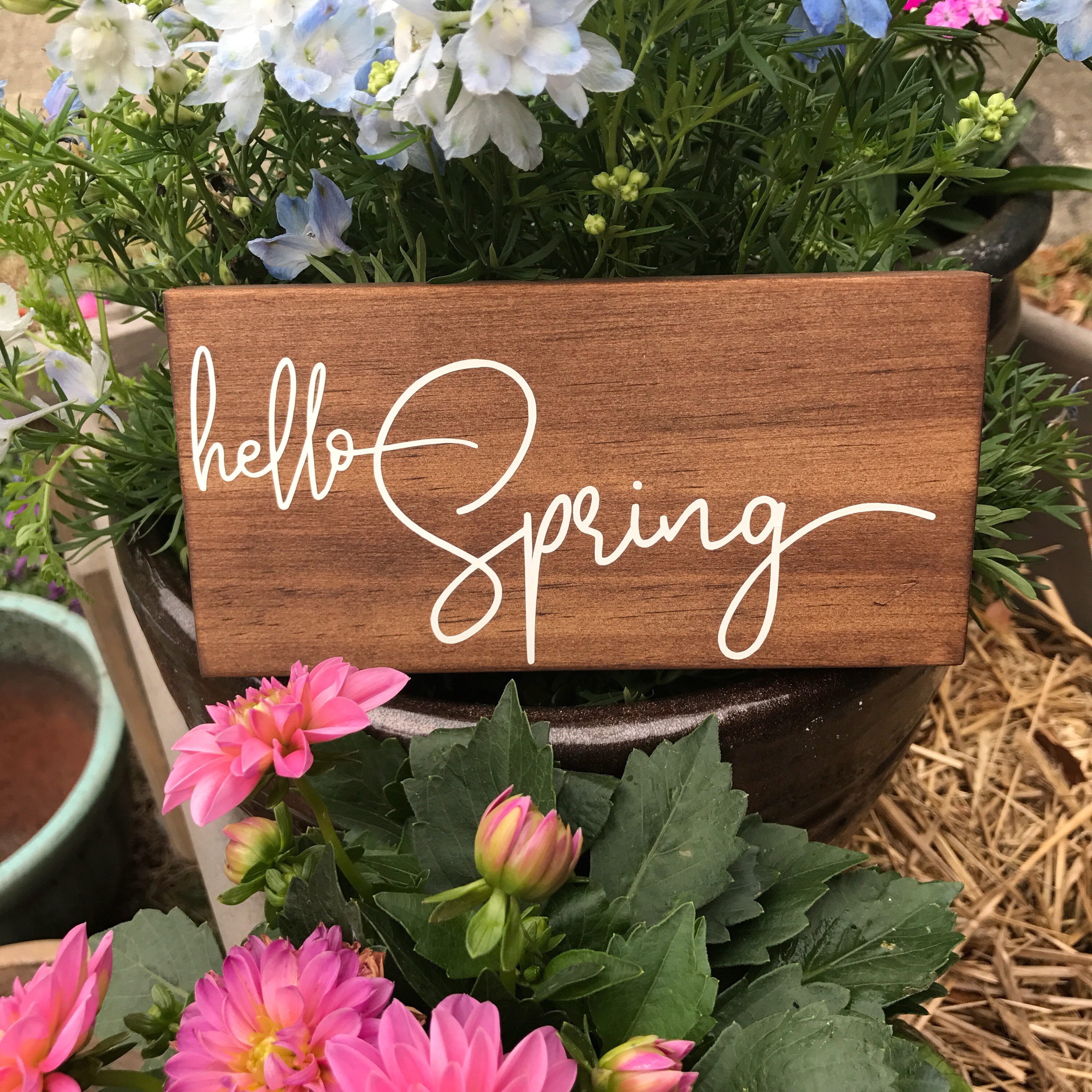 Hello Spring Sign Springtime Wood Signs Spring Decor For Etsy