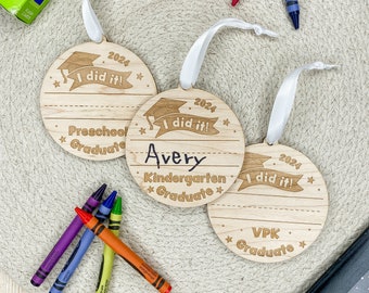 Personalized Maple Wood Graduation Ornament, Child Handwriting Keepsake