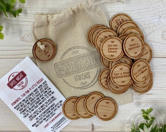 Date Night Idea Tokens. 5th Wedding Anniversary Gift. Date Night Chips. Unique Personalized Gift Idea for Him and Her.