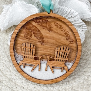 Sand Keepsake Christmas Ornament for engagements, newlyweds, wedding favors and family vacations