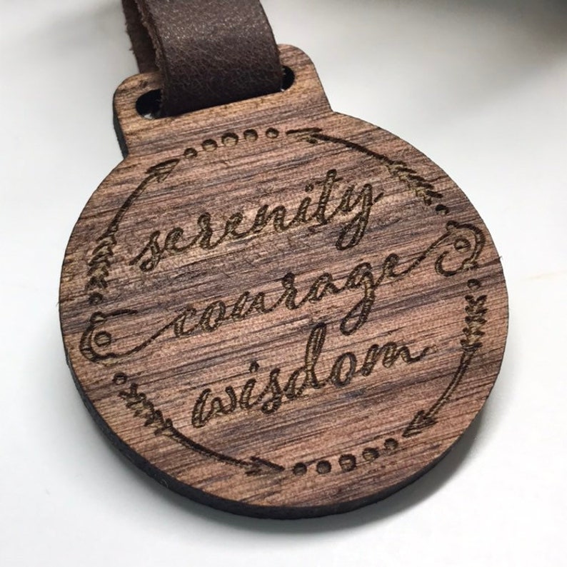 Serenity Prayer Keychain. Serenity Courage Wisdom Gift Ideas. God Grant Me Wooden Key Chain. Christian Gifts Under 10. Religious Gifts. image 3