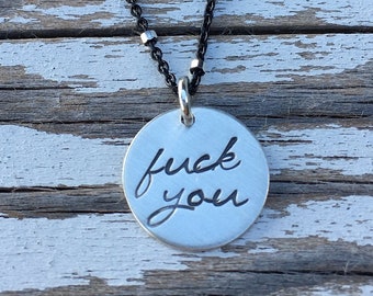 Fuck You Out of Line Cuss Word Necklace or Charm