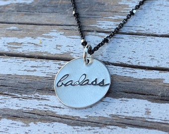 Badass Out of Line Cuss Word Swear Word Necklace or Charm