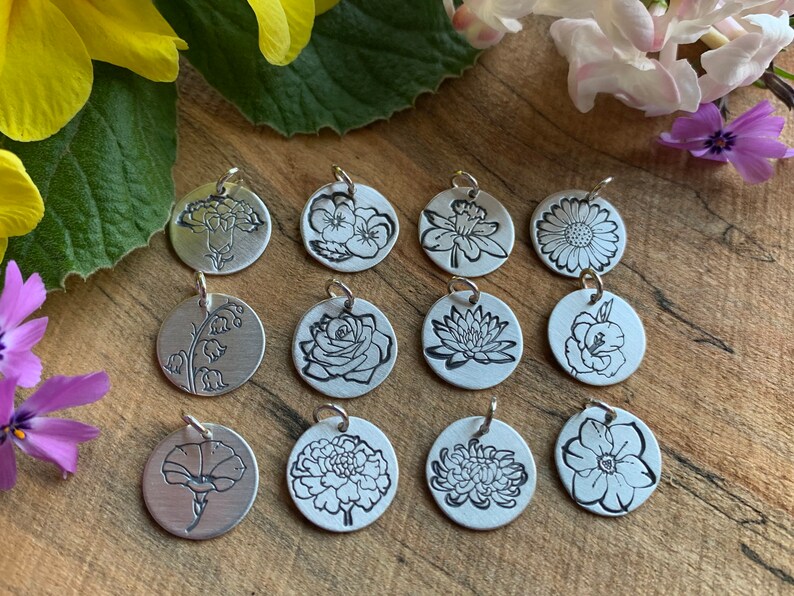 Birth Month Flower Charm Necklace image 3