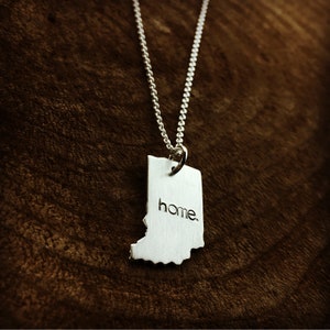 Handstamped Home Tiny Indiana State Pride Necklace