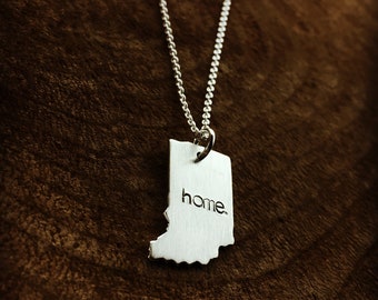 Handstamped Home Tiny Indiana State Pride Necklace