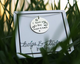 Collana 'Ti Amo Fino Alla Luna E Ritorno' Per Papà, Ciondolo Con Scritta, Regalo Per Compleanno, Natale O Festa Del Papà