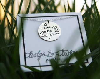 Collana 'Ti Amo Fino Alla Luna E Ritorno' Per Papà, Ciondolo Con Scritta, Regalo Per Compleanno, Natale O Festa Del Papà