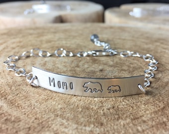 Mama Bear Bracelet One, Two , or Three Cubs Mom Bracelet Mother's Day Jewelry