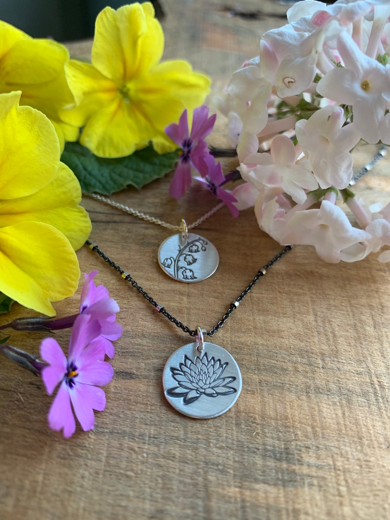 Birth Month Flower Charm Necklace image 2