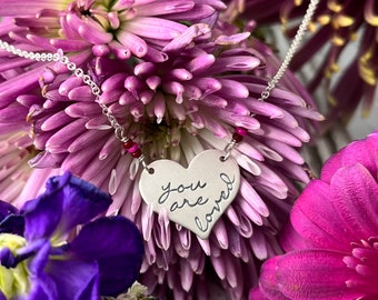 You are Loved Beaded Heart Necklace