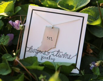 Indiana Pendant with "317." Sterling Silver Necklace