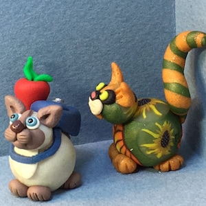 Calendar Cat miniatures, September -  School Days Cat or Sunflower Cat.  Your choice of one.