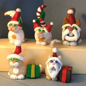Calendar Cats miniatures. December, SANTA CATS!  Choose from 5 styles!  Your choice of one.