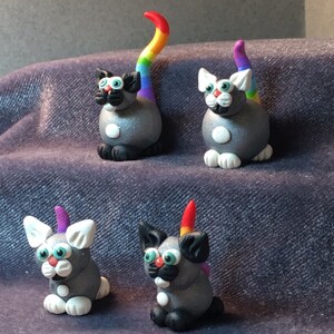 Rainbow Tail Silver Cat miniatures.  Your choice of one.