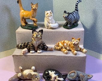 TINY Cats. Sculpt of realistically proportioned cats. Hand sculpted in polymer clay and painted. Your choice of one.