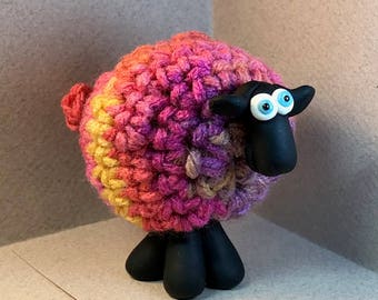 Colorful BRIGHT Whimsical Sheep Ornament / Figurines.   TEN colors, your choice of one.