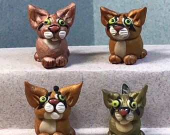 Abyssinian Kitten/Cat miniatures, ABY ASSORTMENT 1. Kittens and Headbody styles.  Your choice of one.
