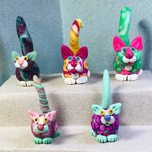 Flower Power Felines, &quot;PINK-PLUS&quot; series cat miniatures.  Your choice of one.