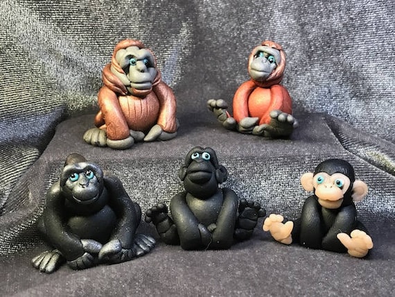 Great Apes Miniatures - Chimp, Gorilla, Orangutan. Your Choice of