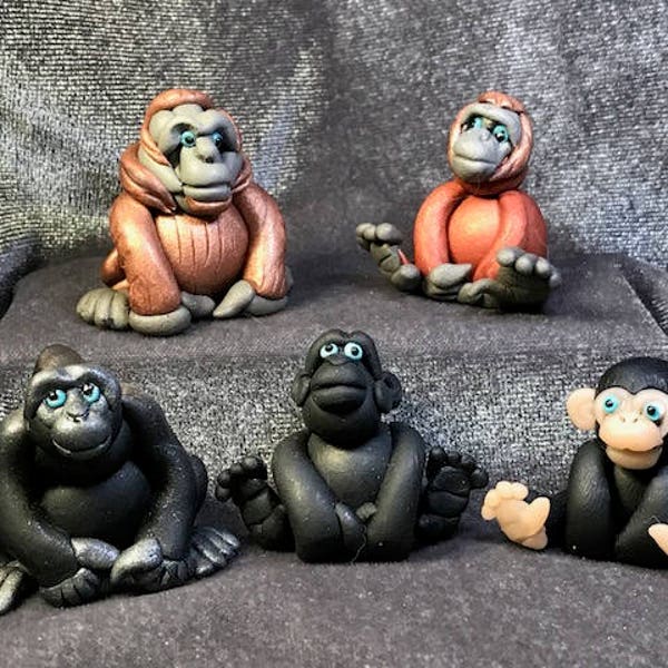 Great Apes miniatures - chimp, gorilla, orangutan.  Your choice of one.