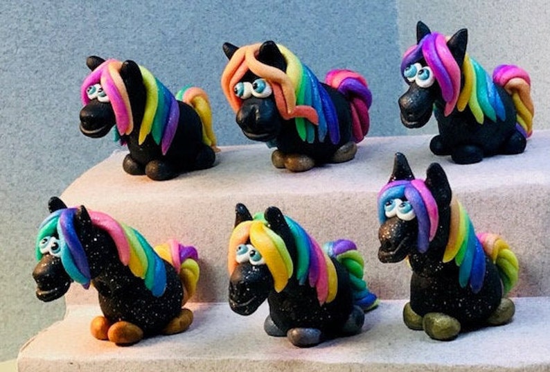 Black RAINBOW Maned Horse Miniatures Your choice of one.
