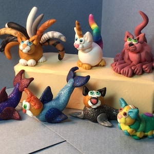 FUN CATS ! miniature CATicorns, CATfish, CATerpillars, Octopussy cats, CAT O&#39; Nine Tails, Cheshire Cats, more !!! Your choice of one.