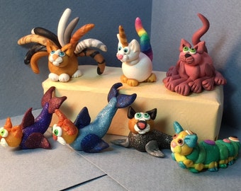 FUN CATS ! miniature CATicorns, CATfish, CATerpillars, Octopussy cats, CAT O' Nine Tails, Cheshire Cats, more !!! Your choice of one.