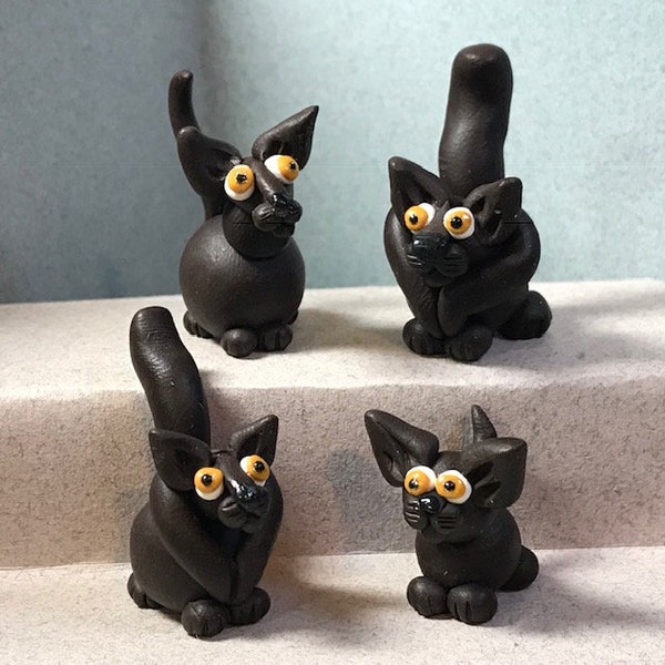 CHOCOLATE colored cat miniature assortment. Deep dark rich chocolate colored cat minis in 13 variations !!! Your choice of one.