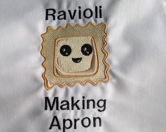 Ravioli apron, Ravioli making apron, embroidered apron, Christmas apron, dumpling apron, Apron with pockets, dad apron, Italian pasta