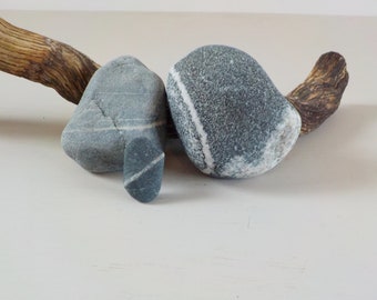 Three Wishes Natural Found Wishing Stones Lake Michigan Shades of Grey and White