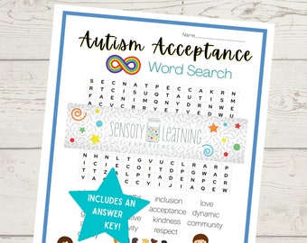 Autism Acceptance Word Search | Inclusion Activity for Classroom | Class Inclusion | World Autism Day | Celebrate our Differences | Autism