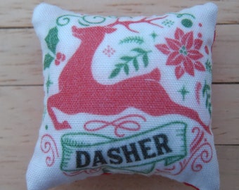 1/12th Scale Dolls House Christmas Cushion: Santa's Reindeer "Dasher"