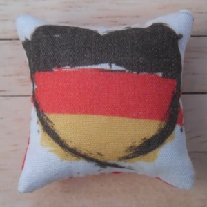 1/12th Scale Dolls House Designer Print Cushion Heart Shaped Flags Design: German Tricolour