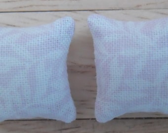 1/24th Scale Dolls House Printed Fabric Cushions: Leaf Pattern in Shades of Pink
