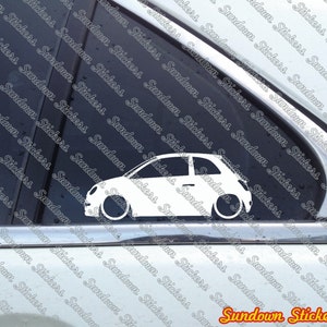 2X Low car outline stickers - for Fiat 500 (2007)  L1277 - AD905