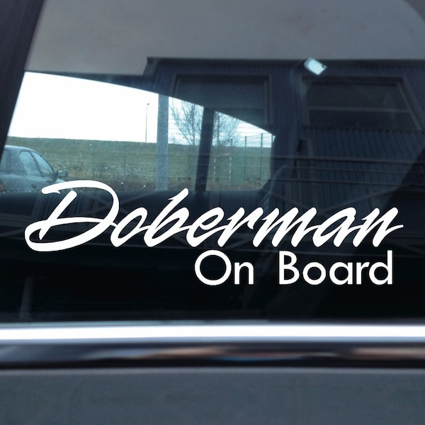 2 x Doberman à bord, autocollants d'avertissement de chien D11 - AD263