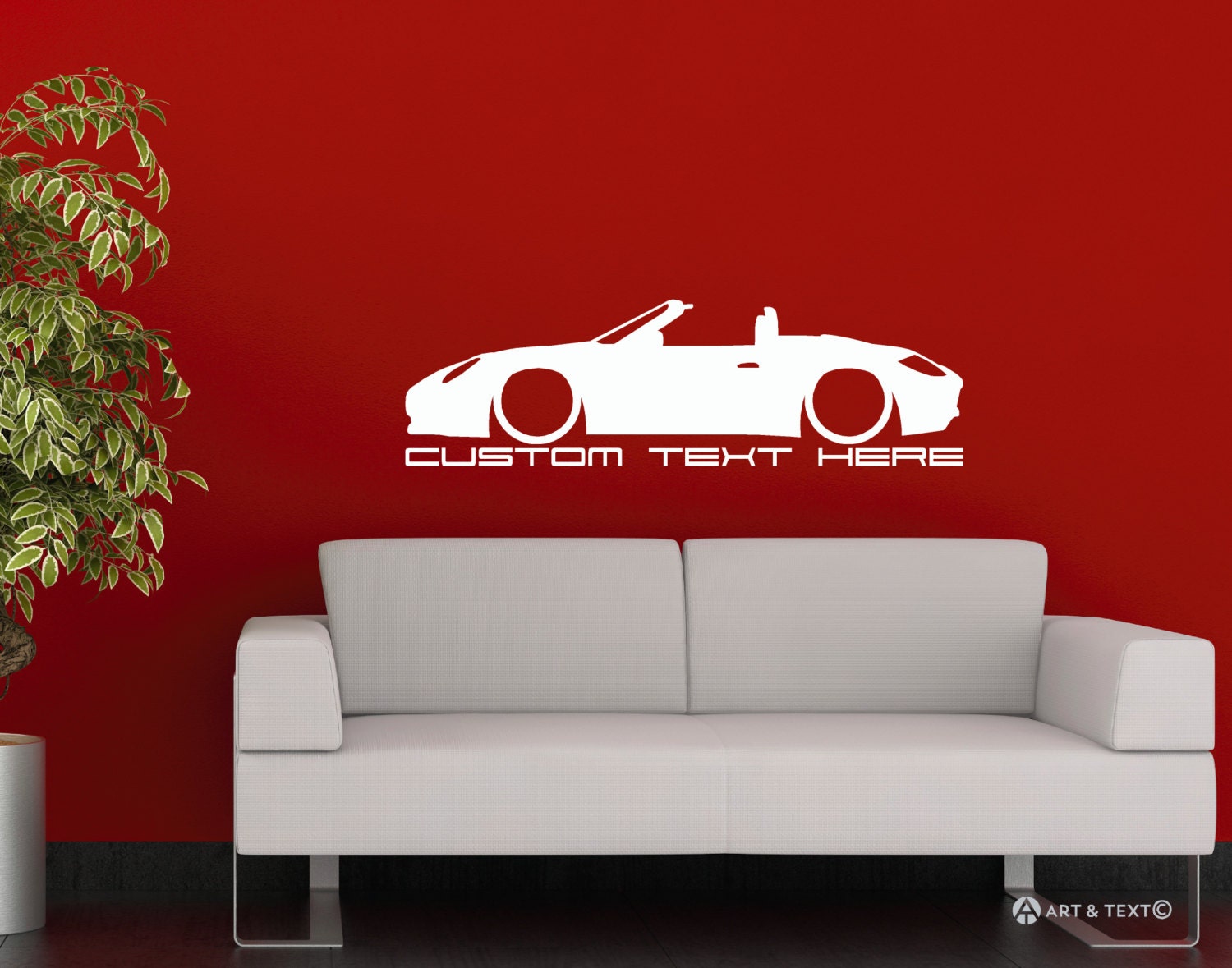 Lowered Car and Custom Text Large Wall Sticker Based on Etsy