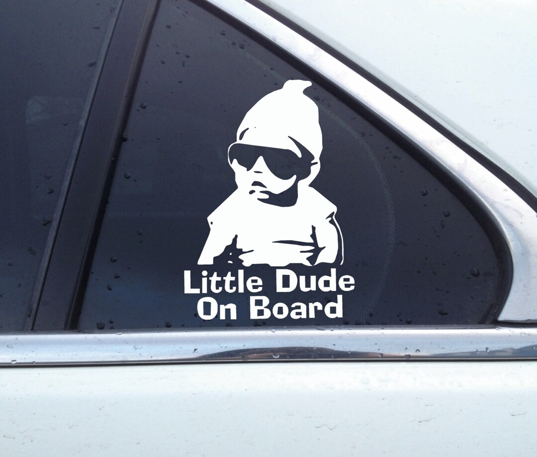 Baby On Board Car Sticker - Reflective Yellow, Funny "Little Dude" Design - View #8