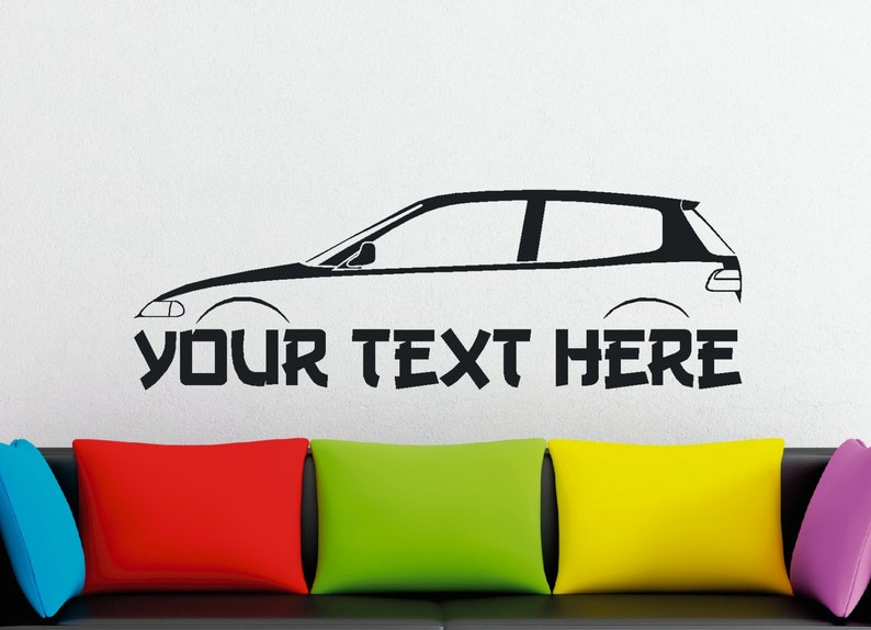Large Custom car silhouette wall sticker for Honda Civic EG Etsy