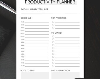 Planificador diario imprimible / Planificador / Rastreador de productividad / Planificador de productividad / Organizador / Descarga instantánea / Planificador imprimible / Planificador minimalista