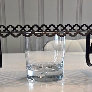 Three MCM Vintage Black Metal Quatrefoil Cutwork Wall Shelves