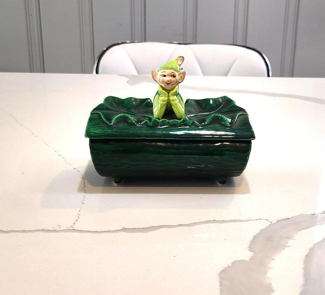 Vintage Mid Century Pixie on the Lid Log. - Etsy