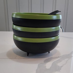Vintage mid century atomic salad bowls with spoon and folk (3)