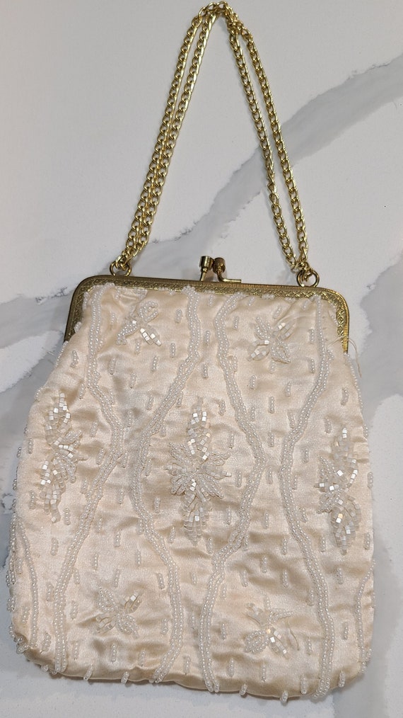 Vintage white with pearls purse - image 3