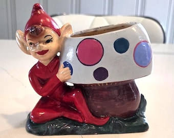 Vintage Midcentury pixie planter with dots.