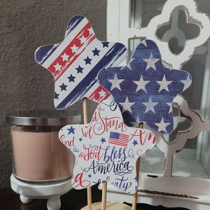 Ready to Ship! Wooden 4th of July Stars, Stars and stripes wood stars, tiered tray decor, rustic decor, patriotic farmhouse decor