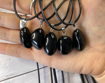 Obsidian crystal necklace